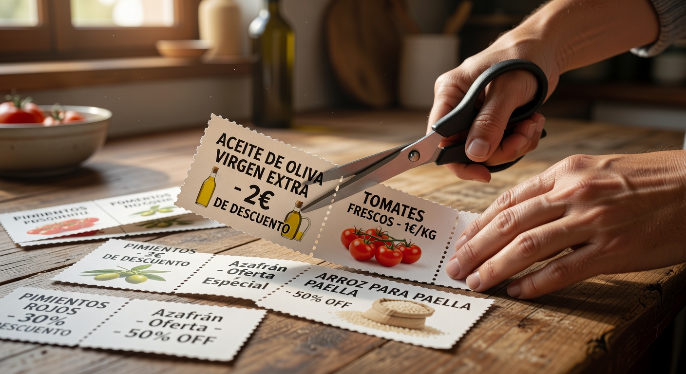 Recortando cupones en el supermercado español