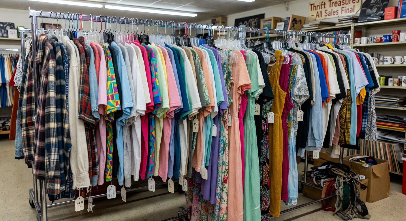 Ropa de segunda mano en perchero